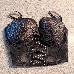 Victoria Secret Elegant Black Lace Bustier DD